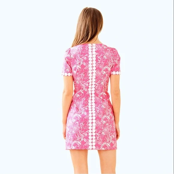 🩷 LILY PULITZER X GOOP COLLAB PINK FLORAL PREPPY GIRLY MINI DRESS WITH POCKETS - Picture 4 of 11